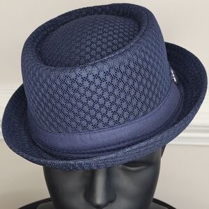 Mesh Pork Pie Hat Blue